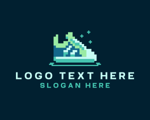 8bit - Pixel Sneakers Shoe logo design