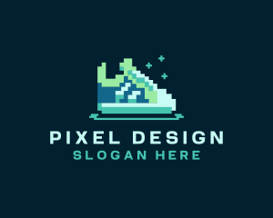 Pixel Sneakers Shoe logo design