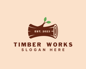 Wood Log Carpentry logo design