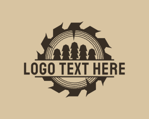 Wheel Saw - Woodcutter Forest Tree logo design