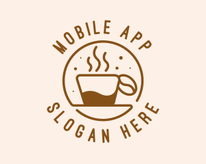 Hot Coffee - Circle Coffee Bean Cafe logo design