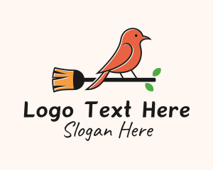 Bird - Bird Broom Cleaner logo design