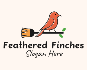 Bird Broom Cleaner  logo design