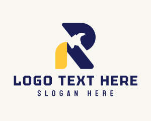 Modern - Carpentry Hammer Letter R logo design