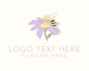 Honeybee - Flower Hornet Bee logo design
