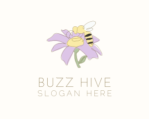 Flower Hornet Bee logo design
