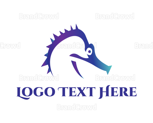 Blue Seahorse Head Logo