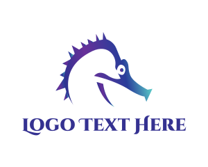 Silhouette - Blue Seahorse Head logo design