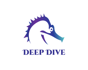 Blue Seahorse Head logo design