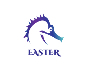 Marine - Blue Seahorse Head logo design