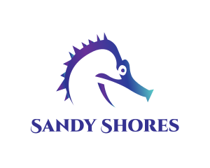 Blue Seahorse Head logo design