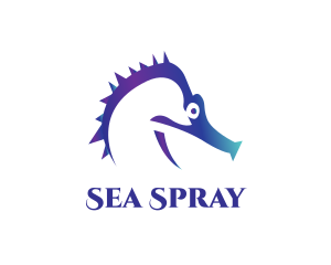 Blue Seahorse Head logo design