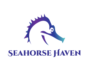 Seahorse - Blue Seahorse Head logo design