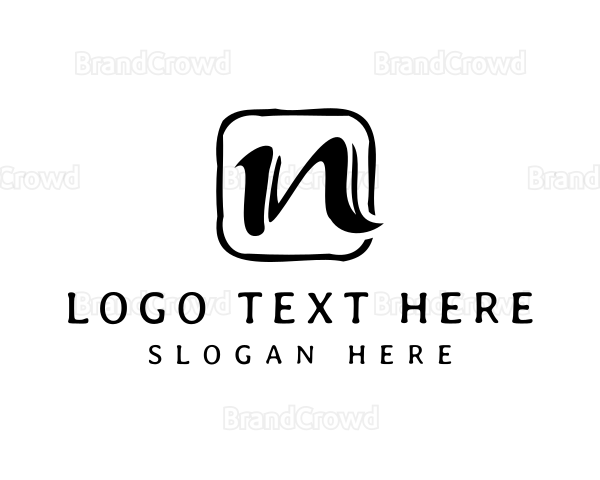 Handwritten Startup Letter N Logo