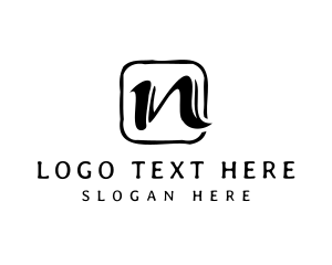 Grunge - Handwritten Startup Letter N logo design