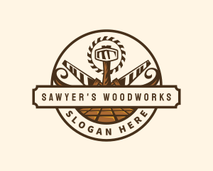 Saw Hammer Woodwork logo design