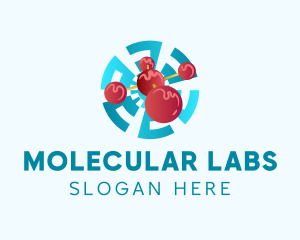 Molecular - Red Molecule Science logo design