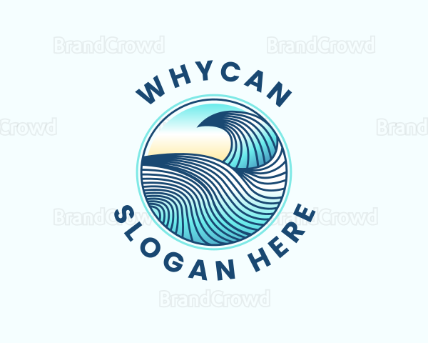 Wave Beach Surfing Logo