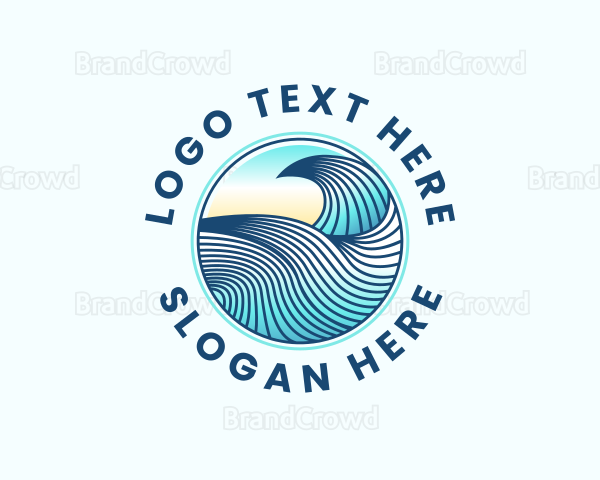 Wave Beach Surfing Logo