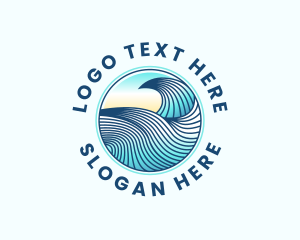 Paddleboard - Wave Beach Surfing logo design