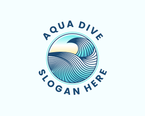 Diving - Wave Beach Surfing logo design