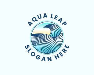 Wave Beach Surfing logo design