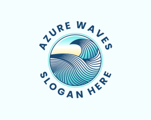 Wave Beach Surfing logo design