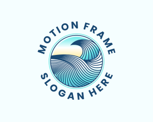 Wave Beach Surfing logo design