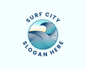 Wave Beach Surfing logo design