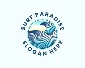 Wave Beach Surfing logo design
