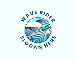 Surfing - Wave Beach Surfing logo design