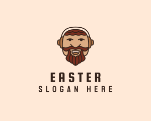 Male - Man Beard Headphones logo design