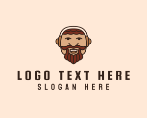 Man Beard Headphones Logo