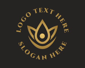 Gold - Floral Essence Droplet logo design