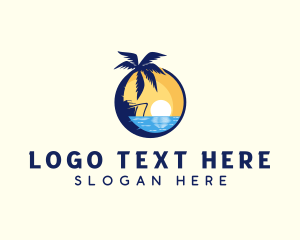 Vacation - Beach Ship Travel logo design