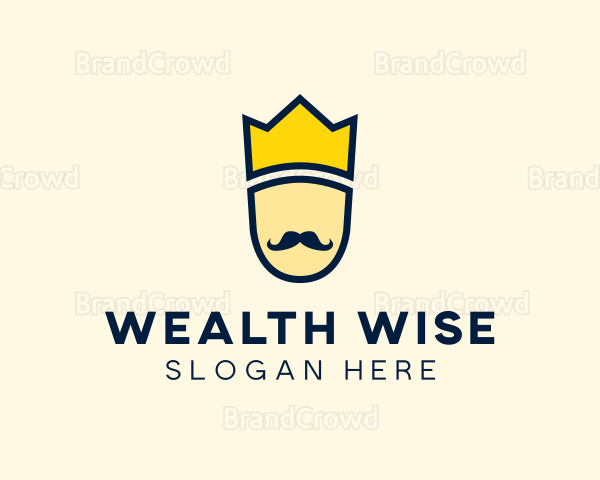 Hipster Mustache King Logo
