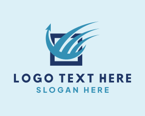 Moving - Blue Freight Arrow Wings logo design