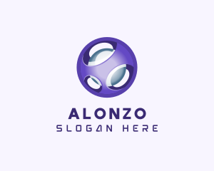 3D Purple Futuristic Sphere logo design