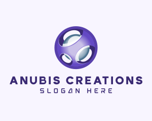 3D Purple Futuristic Sphere logo design