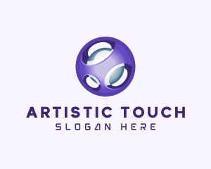 3D Purple Futuristic Sphere logo design