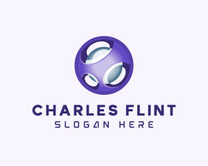 3D Purple Futuristic Sphere logo design