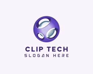 3D Purple Futuristic Sphere logo design