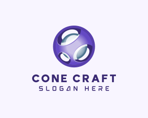 3D Purple Futuristic Sphere logo design