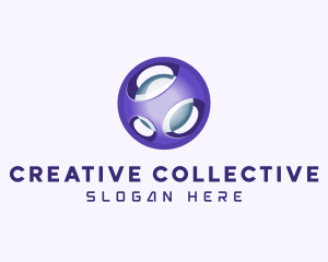 3D Purple Futuristic Sphere logo design