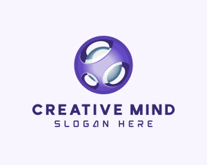 3D Purple Futuristic Sphere logo design