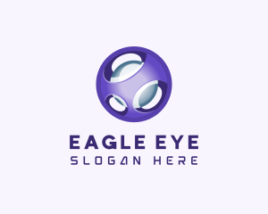 3D Purple Futuristic Sphere logo design