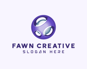 3D Purple Futuristic Sphere logo design