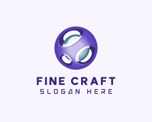 3D Purple Futuristic Sphere logo design