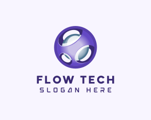 3D Purple Futuristic Sphere logo design