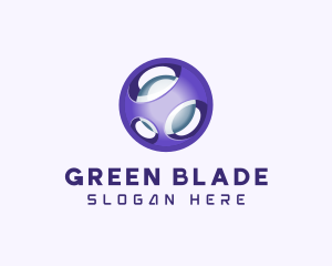 3D Purple Futuristic Sphere logo design